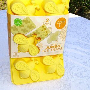 Core Kitchen Silicone Bumblebee Jumbo Ice Cubes  Makes12 each 3.4" x 2.8" x 0.9"